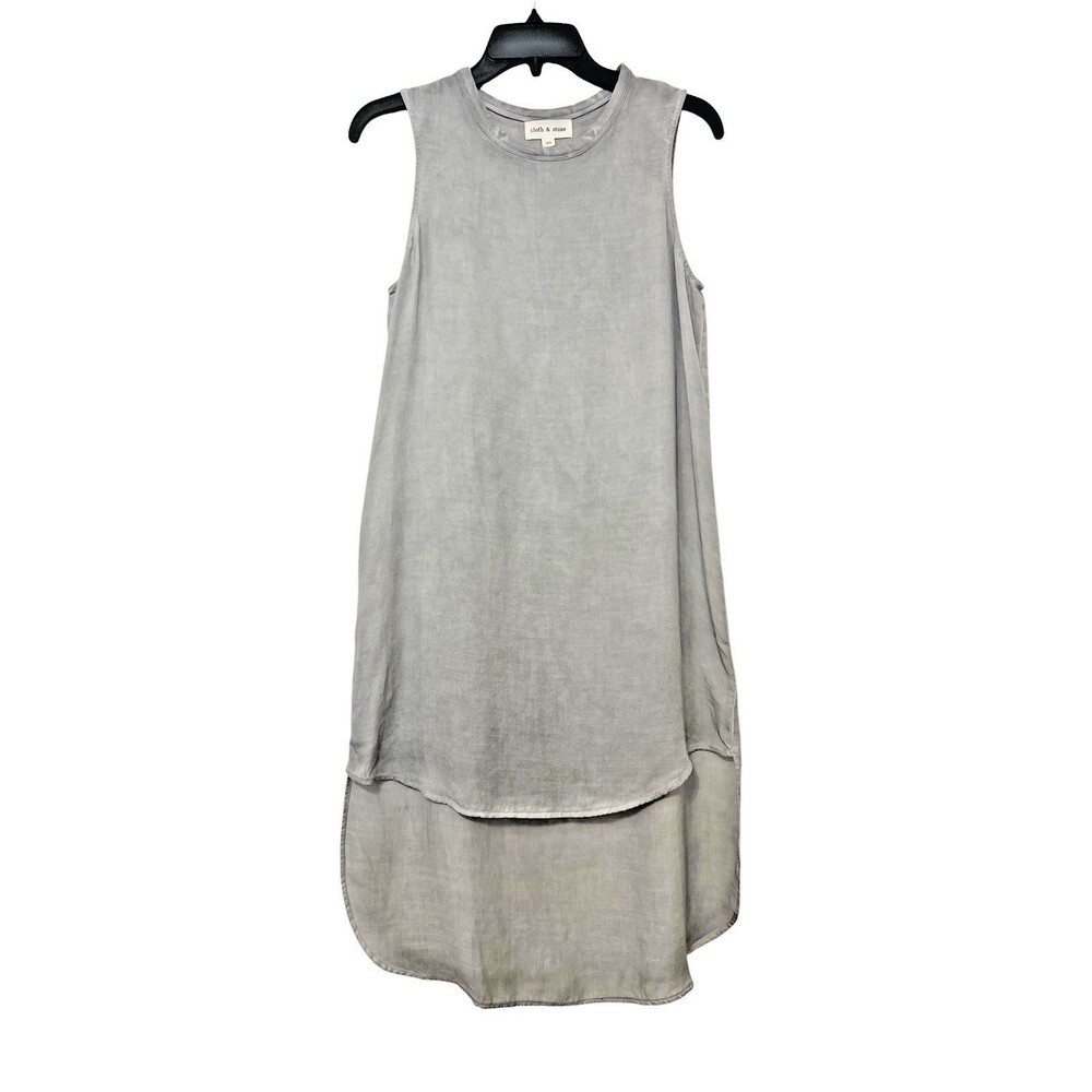 Anthropologie CLOTH & STONE Gray Stonewash Sleeveless Hi-Lo Tunic Tank Dress XS - Picture 3 of 9